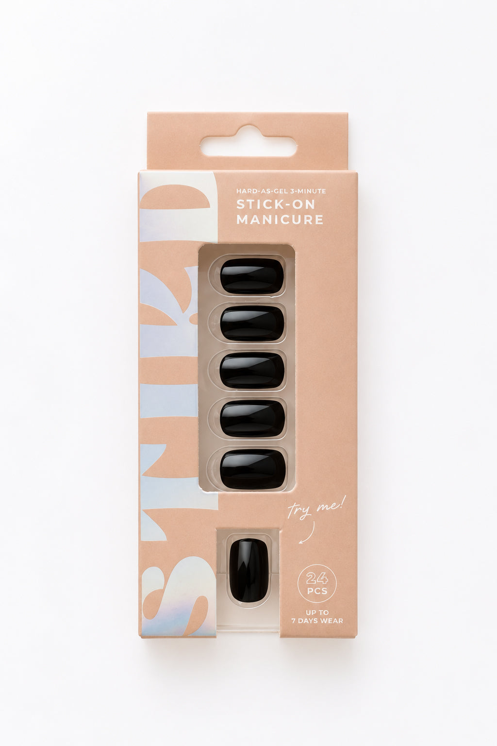 Black Tulip black short press-on nails by STIKD in retail box